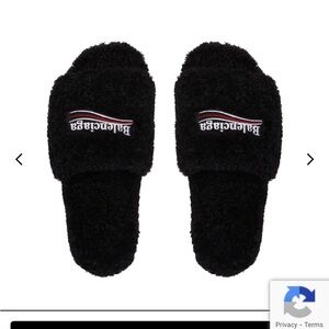 Balenciaga Black Plush Slides